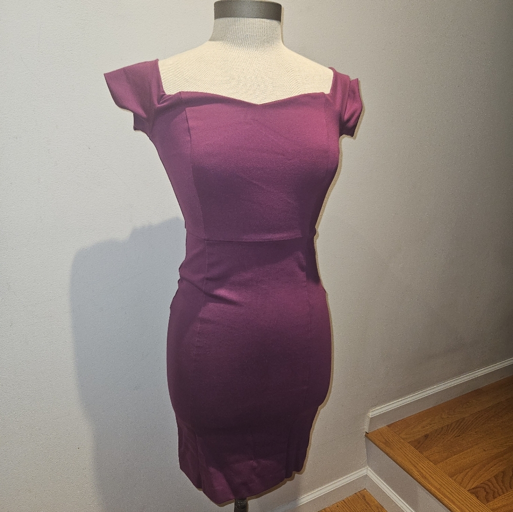 Jieru Fuschia/purple Cap Sleeve Dress